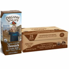 Organic Valley 1% Milkfat Chocolate Lowfat Milk 오가닉밸리 오가닉 밀크팻 저지방 초코릿 밀크 200ml 24팩, 1개