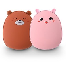 우니부니 손난로 보조배터리 USB 충전식 멀티 KC인증 핫팩 핸드폰 양면발열, 핑크