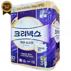 크리넥스 데코앤소프트 화장지 30롤 3겹 40m - 두루마리 휴지 물에잘녹는 무형광 메가롤 와이드, 크리넥스 데코앤소프트 화장지 30롤 3겹 40m - 두, 30개
