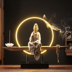 금강사 가정용 불상 부처님 석가모니 관세음보살 불교 붓다 굿즈 미니 좌상 LED 용품, LED 관세음보살 옵션3