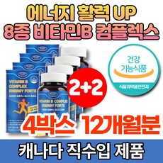 캐나다 코스트코 고함량 수용성 비타민 B 콤플렉스 B1 B2 B6 B12 비군 B군 판톤텐산 엽산 나이아신 비오틴 에너지 활력 영양제, 4박스, 90정