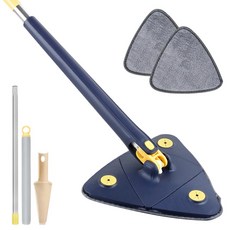 삼각 걸레 망원경 텔레스코픽 회전식 셀프 물 짜기 바닥 청소 창, 3 cloths 블루, 1개, 1.Blue 3 cloths