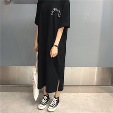 리코 부드러운 여성 박스 롱 원피스 등원룩 홈웨어