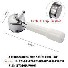 Breville 870/875/878 Solis용 더블 마우스 커피 포타필터 1170 스테인레스 스틸 커피 핸들 바스켓 바리스, 없음, 22 PW2