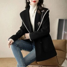 Angel 여성 봄가을 패션 작은 향기 캐주얼 고급 얇은 모직 코트