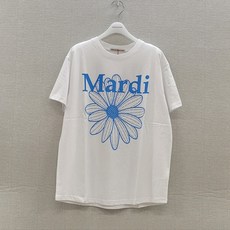 [국내정품] 마르디메크르디 TSHIRT FLOWERMARDI_반팔 티셔츠_화이트 블루