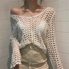 여성 여름 펀칭 루즈핏 블라우스 상의 QT, 화이트