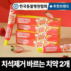 펫생각 하루치카 덴탈클린 강아지 바르는 치약 입냄새 치석 효소 충치 잇몸염증 제거 딸기향 60g, 2개 - 펫생각하루치카