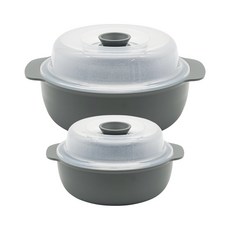 [생활엔] 요리를 뚝딱 전자레인지 찜기 1.2L+550ml (소+중) 그레이