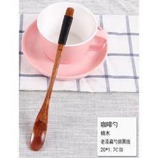 긴 손잡이 커피 스푼 솔리드 우드 밀크 티 꿀 믹싱 작은 티스푼, 1.09