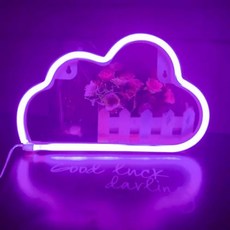 뷰티조명 네일스탠드 메이크업조명 촬영조명 미용 방송조명 클라우드 사인 네온 LED 스카이 모드 램프 야간 전구 장식 룸 샵 파티 벽 아트 웨딩 USB 및 배터리 박스 전원, 6) Purple
