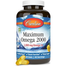 Carlson Labs 칼슨랩스 미국직배송 노르웨이 맥시멈 오메가-3s 2000mg 90소프트젤 레몬 맛 정품, 1병