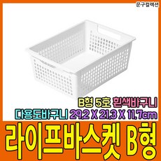 창신리빙 라이프 바스켓 B형 5호 다용도 바구니 화이트 플라스틱 수납 정리