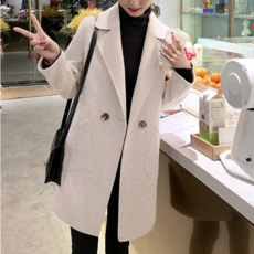 [루미] 여성용 캐주얼 누빔안감 모직 코트