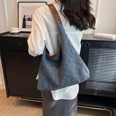 데님 토트백 대용량 숄더백 가벼운 캔버스 지퍼 포켓 있는 여성 에코백