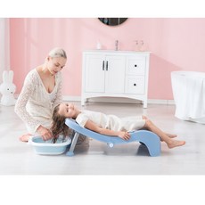 샴푸 목욕 의자 어린이 침대 접이식 샤워 용품 화장실 욕실 샴푸시간이 즐거워요, 업그레이드-피콕블루-0-16세접이식머리받침대, 1개