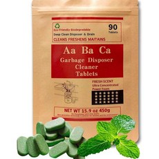 AaBaCa 쓰레기 처리 클리너 태블릿 90 카운트 민트 후레쉬 향 로우 폼 파워 클리닝 더 액티브한 주방 배수 싱크대 클린 케어 오래 지속되는 친환경 이지 린스 815523