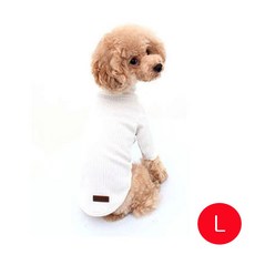 강아지 면스판골지 프렌치넥 폴라티셔츠 화이트 L