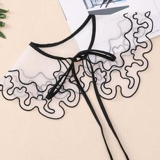 넥케이프 유럽풍 숄 모방 칼라 여성코디가잘되는 목티목카라 라운드넥 넥라인 리본 여학생 니트스커트 인테리어 코디 레이스