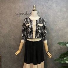 라임브릿지 지빌 물방울 진주 단추 가디건