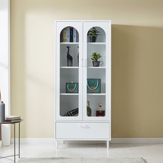 비엔또 800 400 유리장식장 홈카페 그릇장 주방수납 진열장, 800 장식장, 화이트