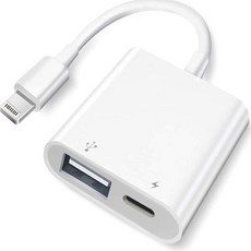 Apple MFi Certified 충전 포트가 있는 라이트닝 투 USB 카메라 어댑터 iPad용 휴대용 3.0 여성 OTG 케이블 카드 리더 플래시 드라이브 iPhone 호환, 1개