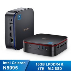 초소형PC 미니 일체형 블랙뷰 데스크탑 윈도우 11 인텔 11 세대 512GB 가정 및 4K HDMI, 없음, 2.16GB1TB-Black - AU