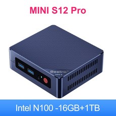 Beelink 미니 데스크탑 게이밍 컴퓨터 S12 프로 Win 11 인텔 12 세대 N95 PC DDR4 8GB 256GB SSD N100 NVME, CHINA, 미국, Intel N100 16G1T