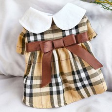 마이바우 체크리본 원피스 강아지옷 고양이옷, L