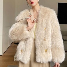 POMTOR 여자 추동 오버퍼탑 오버핏밍크코트 퍼코트