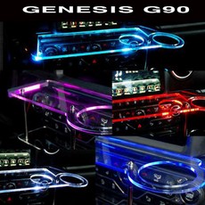 제네시스 G90 4세대 USB 5V LED 2단 차량용 무중력테이블 컵홀더 식탁 자동차 선반 핸드폰 거치대 수납용품, 블루, 제외, 미니-사각 타잎, 1개