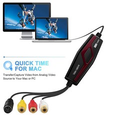DIGITNOW USB 2.0 비디오 캡처 카드 장치 컨버터 사용하기 쉬운 캡처 맥 OS X 또는 윈도우 7 8 10 PC용 아날로그 비디오를 디지털 파일에 편집하고 저장 원