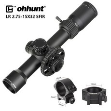 모신나강 망원경 광학 시력 Ohhunt LR 2.75 15X32 SFIR 사냥 범위 유리 에칭 레티클 레드 조명 사이드 패럴 랙스 터렛 잠금 리셋 스코프, 낮은 Picatinny 반지, 협력사