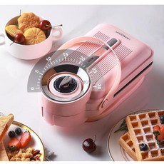 전동 샌드위치 메이커 타이밍 와플 토스터 아침 식사 가벼운 음식 타코야키 팬케이크 650W, 07 pink