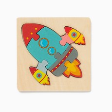 민화샵 어린이 나무모양 원목퍼즐, 우주선 UDOWD011A, 1개