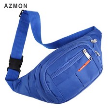 AZMON 캐주얼 원컬러 멀티포켓 미니힙색 다용도 스포츠 웨이스트백 2.5L, 35cm x 14cm x 9cm, 블루