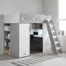 e스마트 하우스 벙커형 독서실책상 풀세트, 그레이