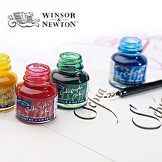 윈저앤뉴튼 캘리그라피잉크 낱색 30ml 블루캡/레드캡, 289/그린/블루캡