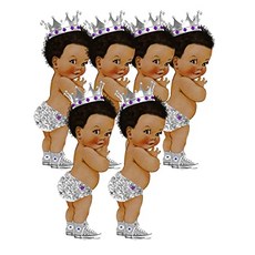 Artpaperwonders Silver Prince Cut African African American Royal Birthday Baby Shower De (4 inches), 4 inches