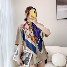 Lizziery 여성용 사각 실크로직 쁘띠스카프 90*90cm