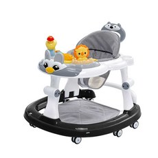 아이 학습 워커 보행기 유아 보행 걷기 보조기구, (그레이) 장난감 + 푸시바 + 파라솔 +매트