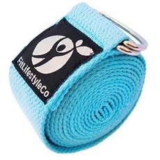 [미국] 548916 Yoga Strap Best for Stretching - 6 Colors Instructional Video - Durable Cotton with Meta, Light Blue