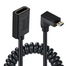 마이크로 hdmi-hdmi 암 스프링 슬림형/얇은 Hdmi 코일 케이블 8 k60hz 얇은 플렉시블 OD4.0 카메라 평면 패널 TV, 03 Downbend_01 1.2 메터, [01] DN, 1개