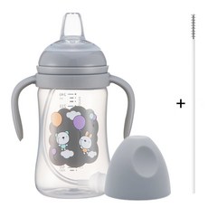 순수아 역류방지 추달린 스파우트컵 2400ml +빨대솔 1개, 스파우트컵 240ml 추형/그레이+솔 1