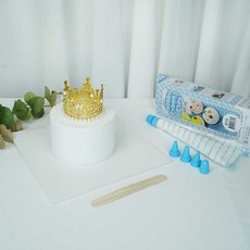 크림 클레이 케이크 모형 만들기 DIY 세트 브라이덜샤워 백일 환갑 파티 소품, 스티로폼(12x8), 티아라(골드)