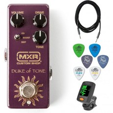 악기 케이블 6개의 던롭 픽 튜너가 포함된 MXR CSP039 듀크 오브 톤 오버드라이브 번들, 악기 케이블 6개의 던롭 픽 튜너가 포함된 MXR CS, 1개