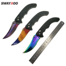  폴딩나이프 캠핑칼 정글칼 캠핑 나이프 군용 택티컬 swayboo 진짜 csgo 접는 플립 카운터 스트라이크 색상 블레이드 갤럭시 전술 페이드 서바이벌 g10 핸들, 갤럭시 하이퍼 비스트, 1개 