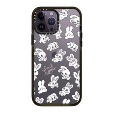 귀여운 토끼 아이폰 iPhone15/14/13/12적용 투명 검정 테두리 휴대폰 케이스