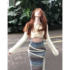 여성 정장 가을 한국 모헤어 니트 스웨터 하프
