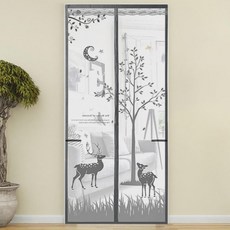 코코조아 다용도 예쁜 문 모기장 90X210CM 그레이 방문모기장 자석현관모기장 침실모기장